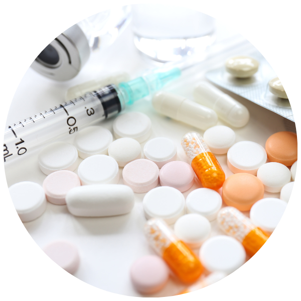 various medication laid on table