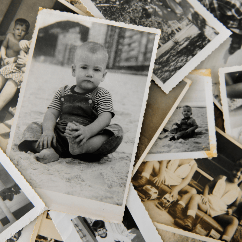 Stack of old family photos